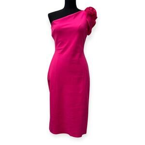 CHIARA BONI La Petite Robe Fuchsia One-Shoulder MIDI Dress Women's Size 44 / 8